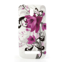 Твърд предпазен гръб за HTC Desire 500 бял цвете лотос